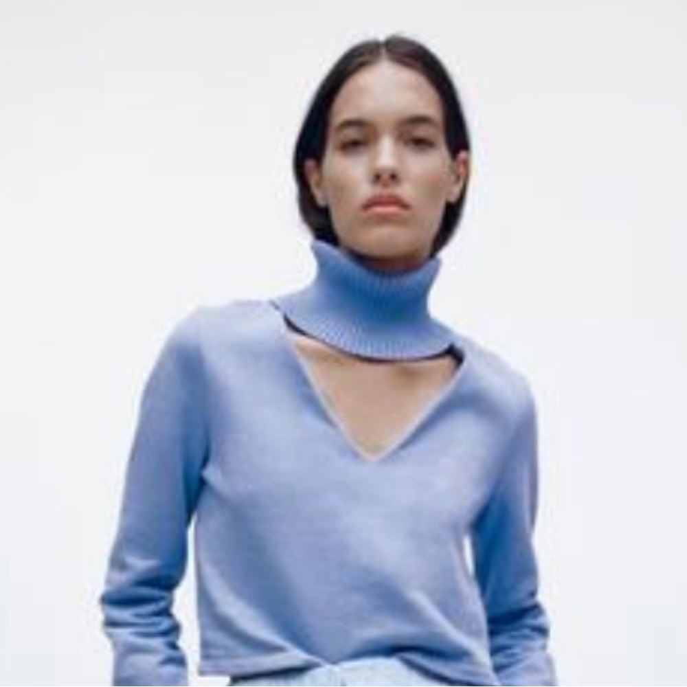Zara Cornflower Blue Cowl Neck Sweater